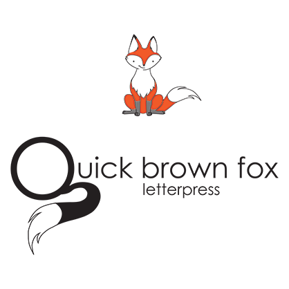 Quick brown fox letterpress